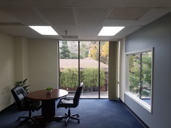 RECEPTION ROOM, 1 PRIVATE OFFICE, OPEN SPACE FOR WORK STATIONS.